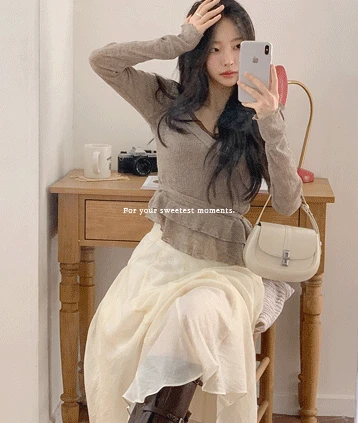 [말라핏✨] 바닐라홀터넥set (레이어드룩,일체형니트,랩니트,프릴니트,홀터넥나시,간절기,가을신상)