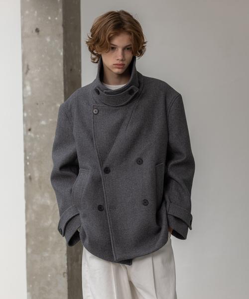 더프 발마칸 울 하프 숏 코트 [그레이]