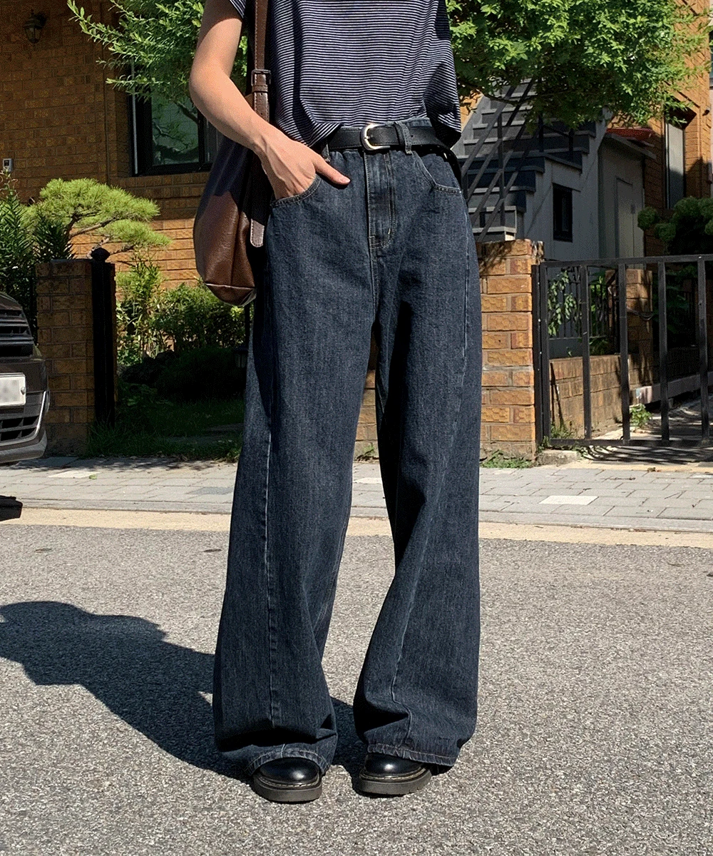 [~2XL/숏,기본,롱] 마일드 옆절개 와이드 데님 팬츠