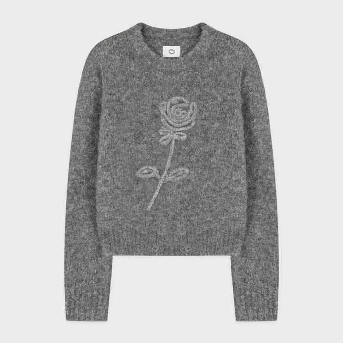 Rose Boucle Pullover Knit (Melange Grey)