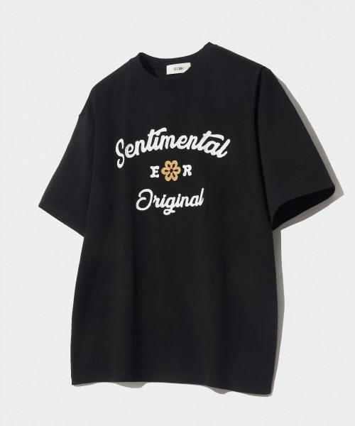 클로버 자수 반팔 티셔츠_검정