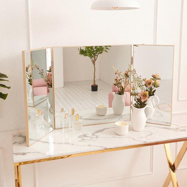 [나무뜰] 인디 스틸바 600 3면 화장대 거울 PKF017