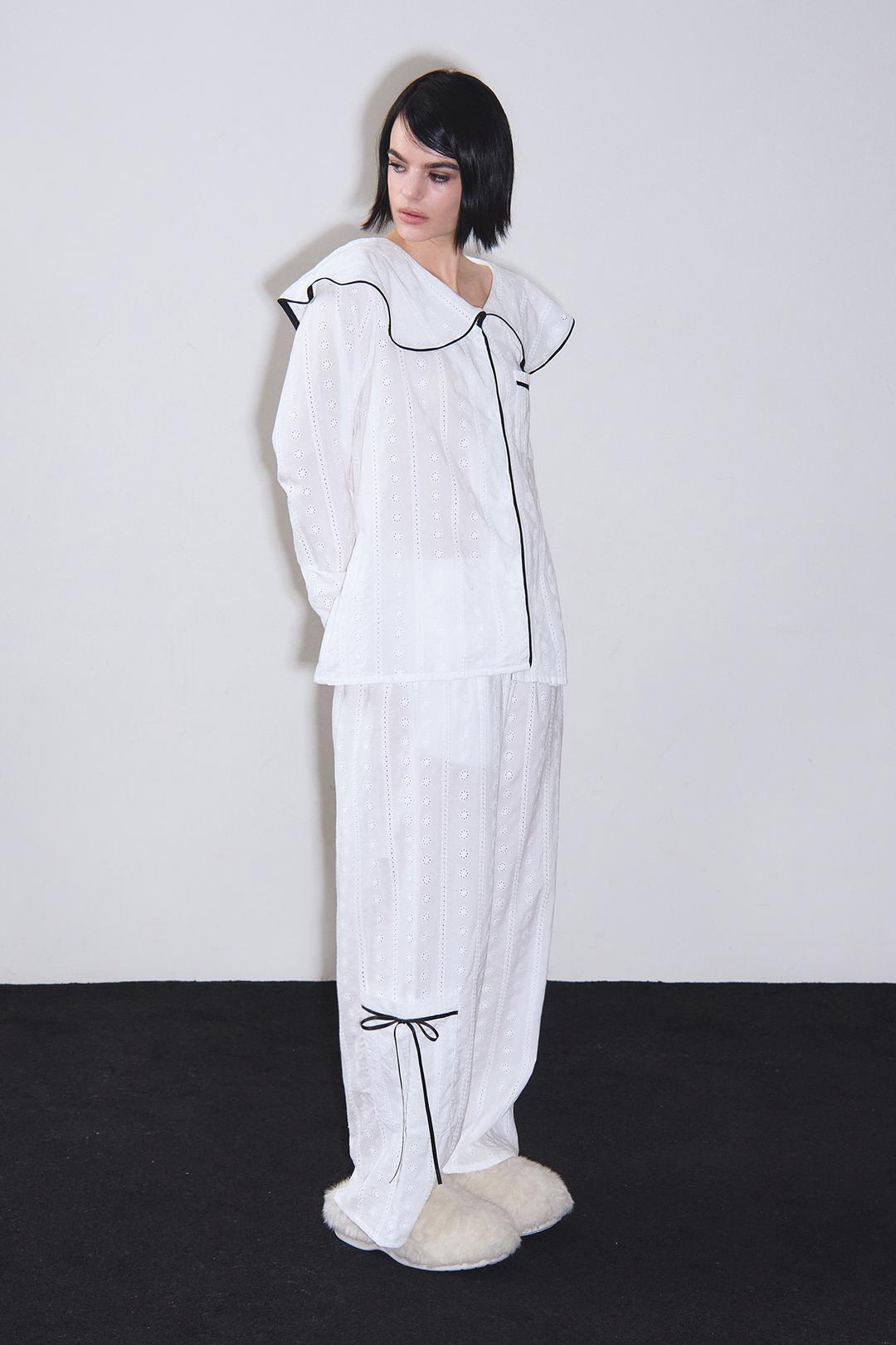 리본 포켓 파자마팬츠 (White)