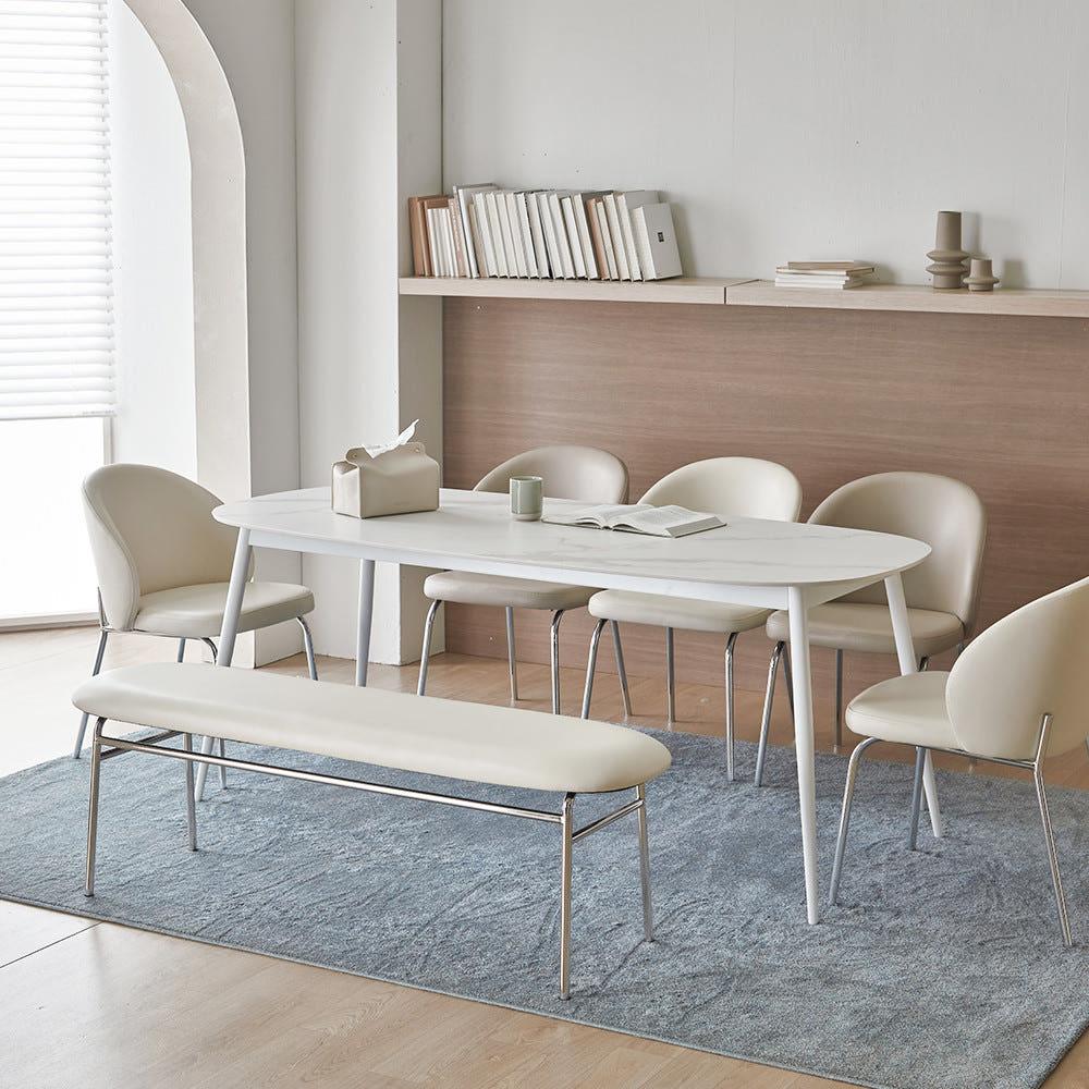 바이더하임 세라믹 테이블 엠 12T 포세린 올화이트 타원형 4인용 식탁 1400