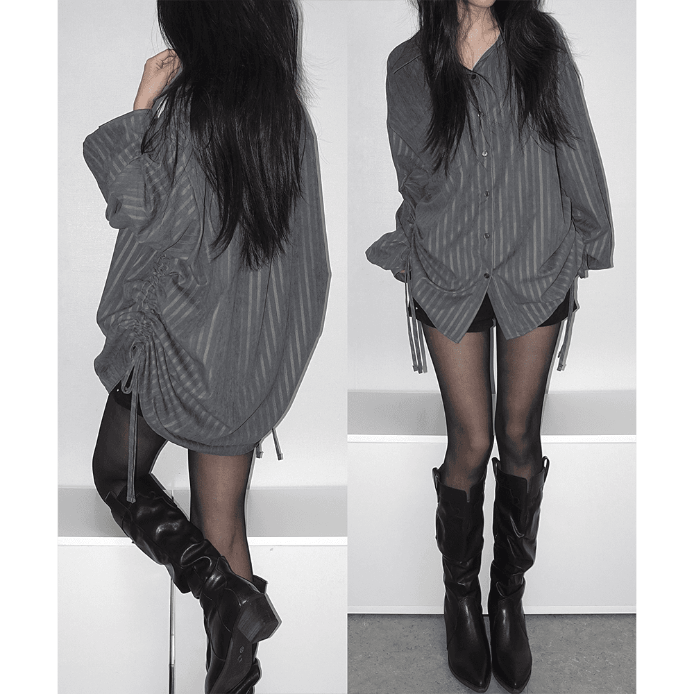 제이젯 Velour Shirring Slit Suede Shirt 벨로어 셔링 슬릿 스웨이드 셔츠 남방 (2color) / 국내제작 고퀄