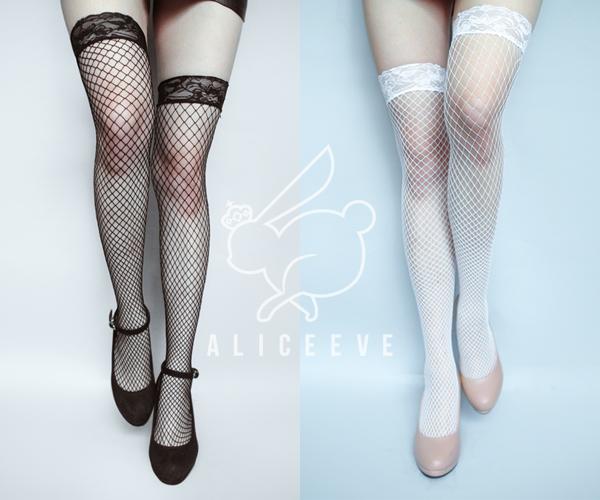 오버니 망사스타킹 (블랙/화이트)
