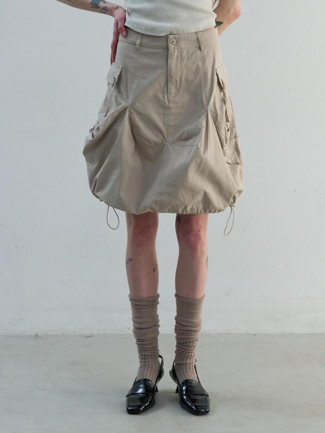 VOLUME MIDI SKIRT [BEIGE]