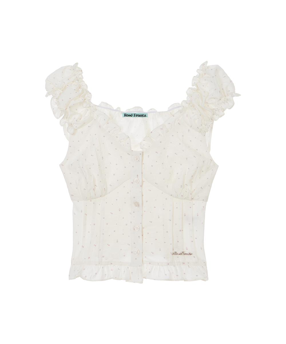 Frill Shirring Sleeveless [Flower]