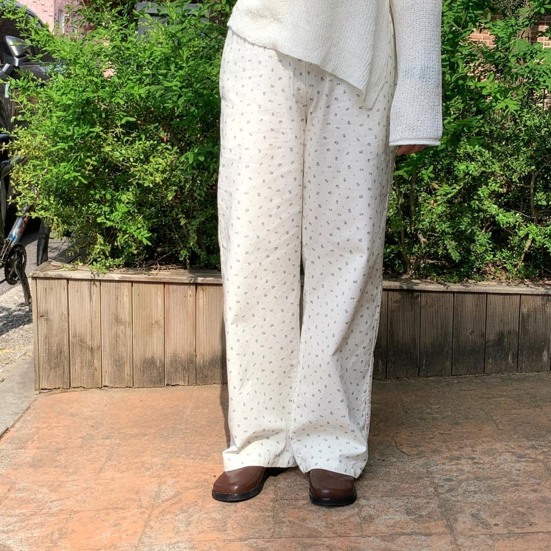 메리 플라워 코튼 밴딩 팬츠