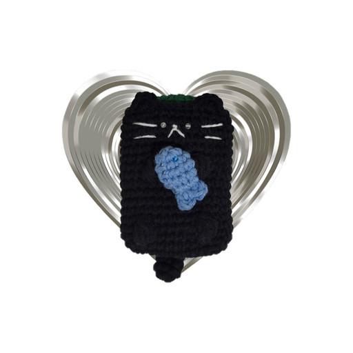 생선먹는 고양이 뜨개 카드지갑