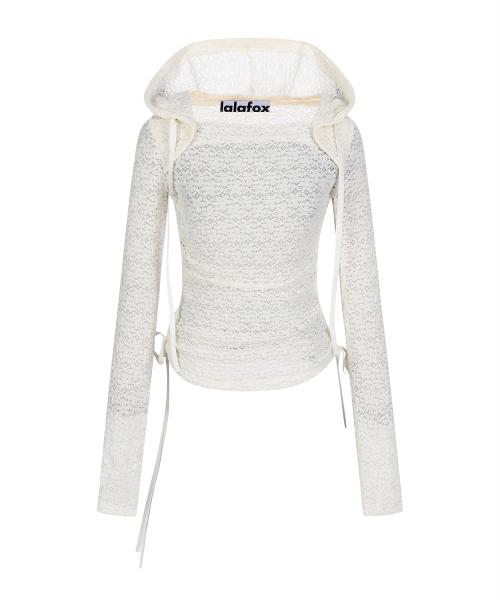 LACE BOAT NECK HOODIE 레이스 후드티 WHITE BR2CL007