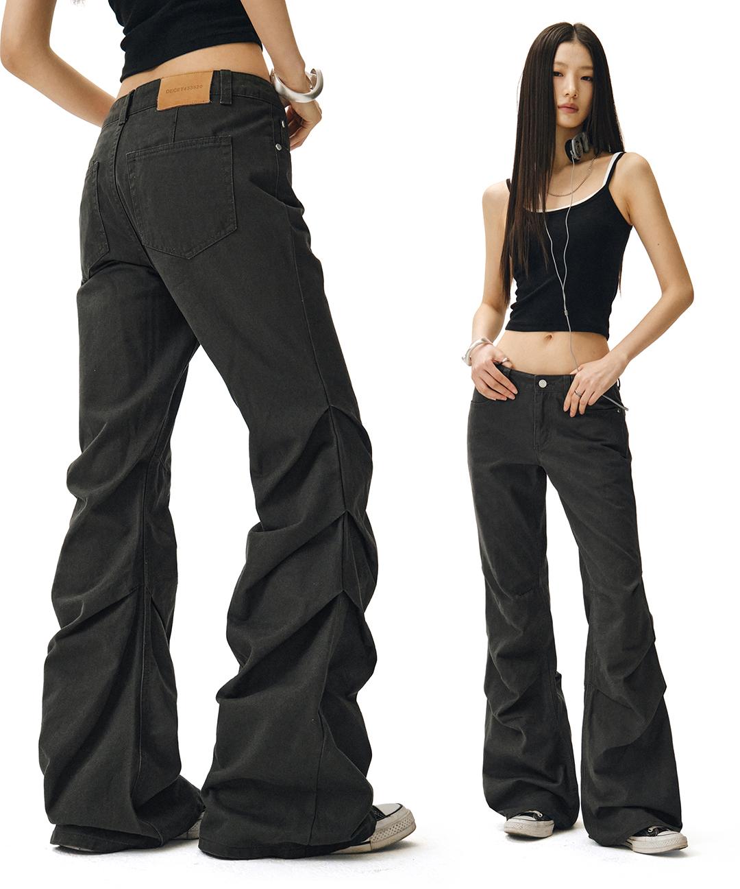 데케트우먼 Flared Shirring Pants DCWPT017CHARCOAL