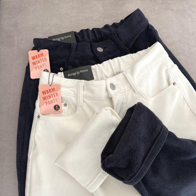 2Col[골덴+융기모/너무따듯해~]코듀로이 골덴 융털기모 뒷밴딩 뚜루 스판 일자핏 면팬츠_복플레이스