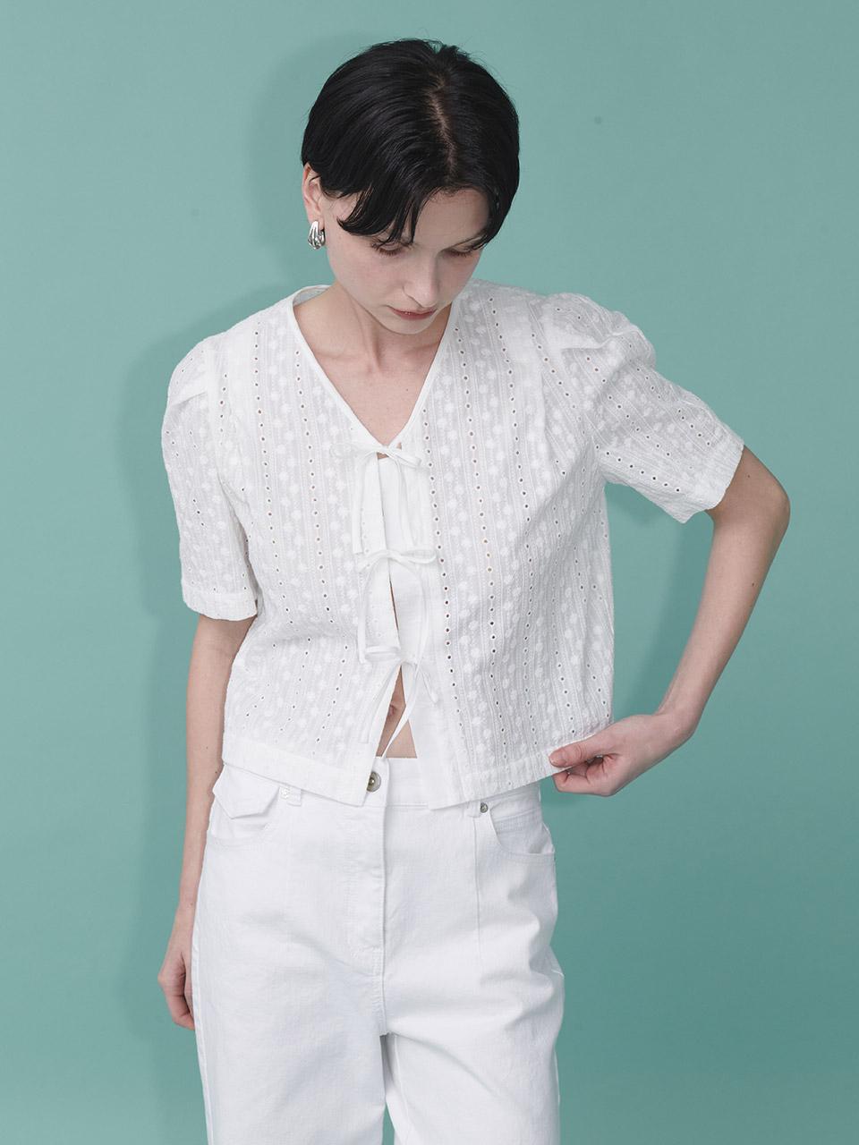 Punching Lace Short Sleeve Top SW4MB778-03