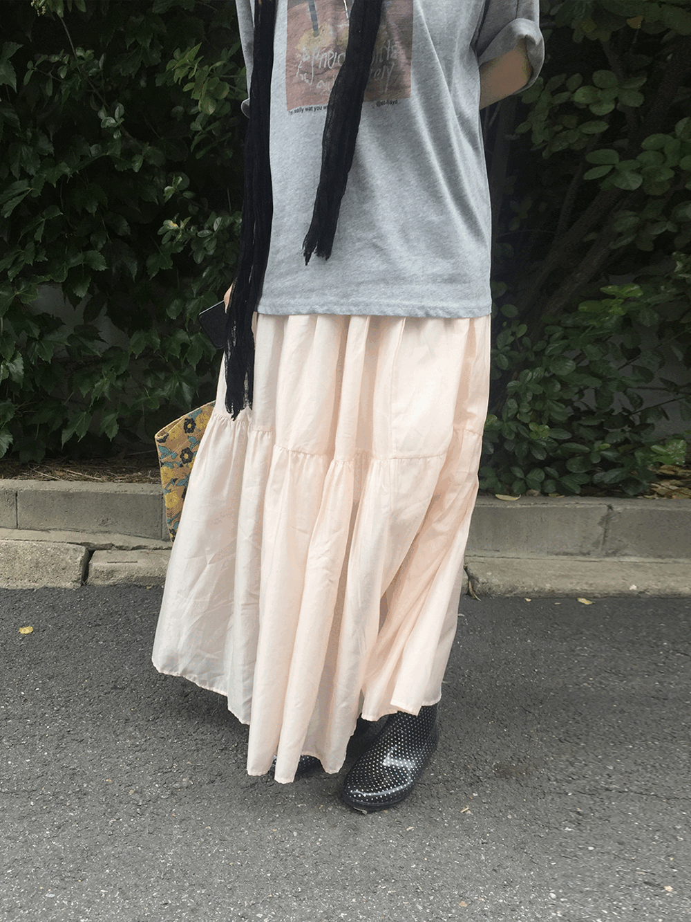 하우유 프리아 쉬폰 플레어 롱스커트 (3c)