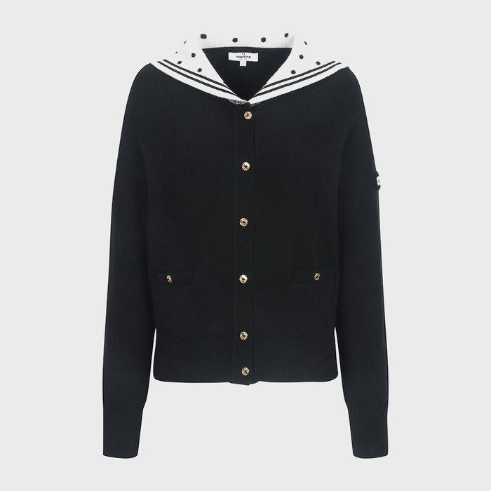 Dot Sailor Cardigan_BLACK