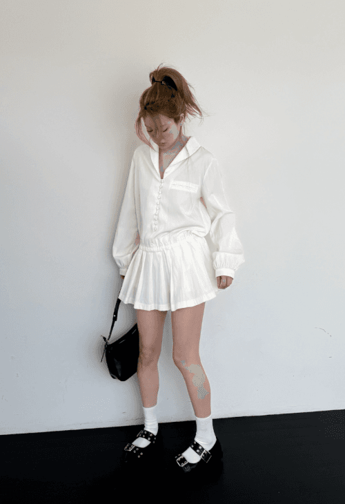 어나더랭귀지 pleats mini dress / 플리츠 미니 원피스