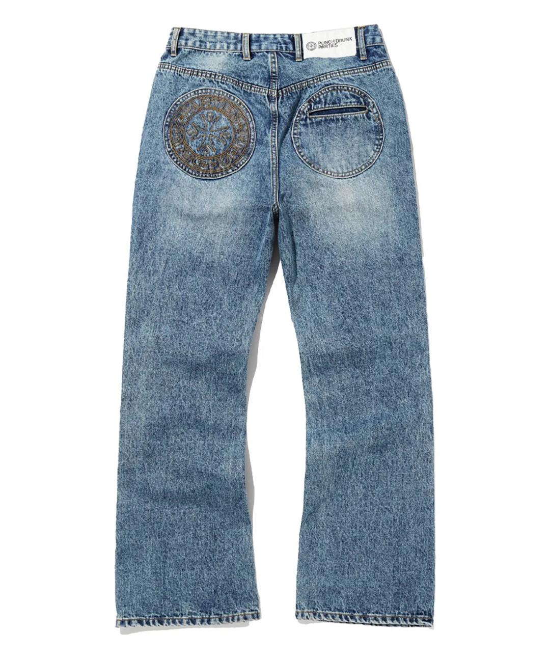 펀치드렁크파티즈 Patched Pocket Semi Flare Denim Pants (Blue)