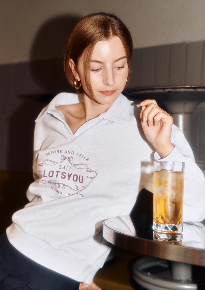 lotsyou_Classic Polo Sweat Shirt Gray