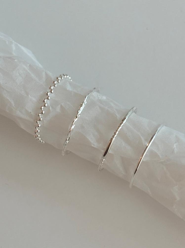 silver925 심플 러프 포인트 슬림 레이어드 링 반지 (4type)