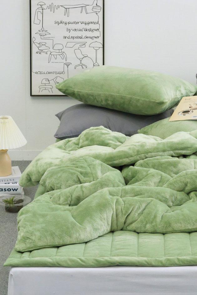 뮬리 5mm 양면 극세사 차렵이불 -그린 [S/SS,Q/k]