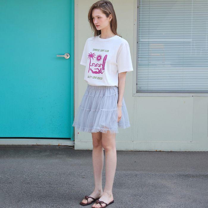 SHA FRILL MINI SKIRT GREY