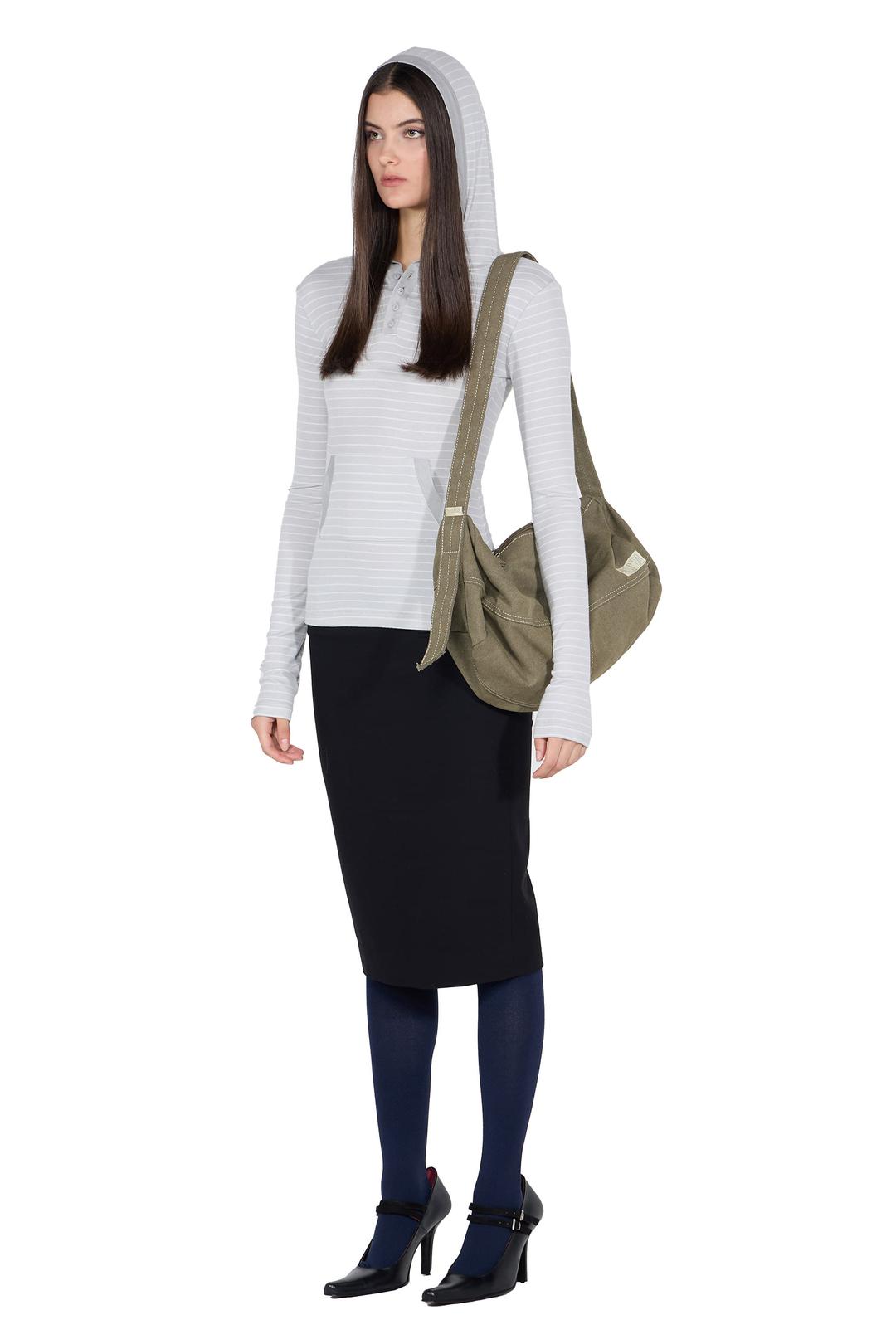 Stripe Hoodie Tee Gray