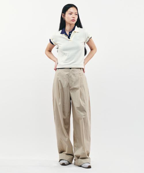 코튼 커브드 팬츠_BEIGE