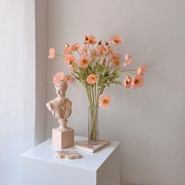 코랄 양귀비 7컬러 인테리어 조화 홈데코 감성 꽃 장식