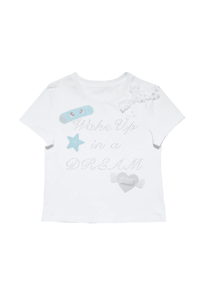 [hashtag DDD] Band-Aid Bow Rhinestone t