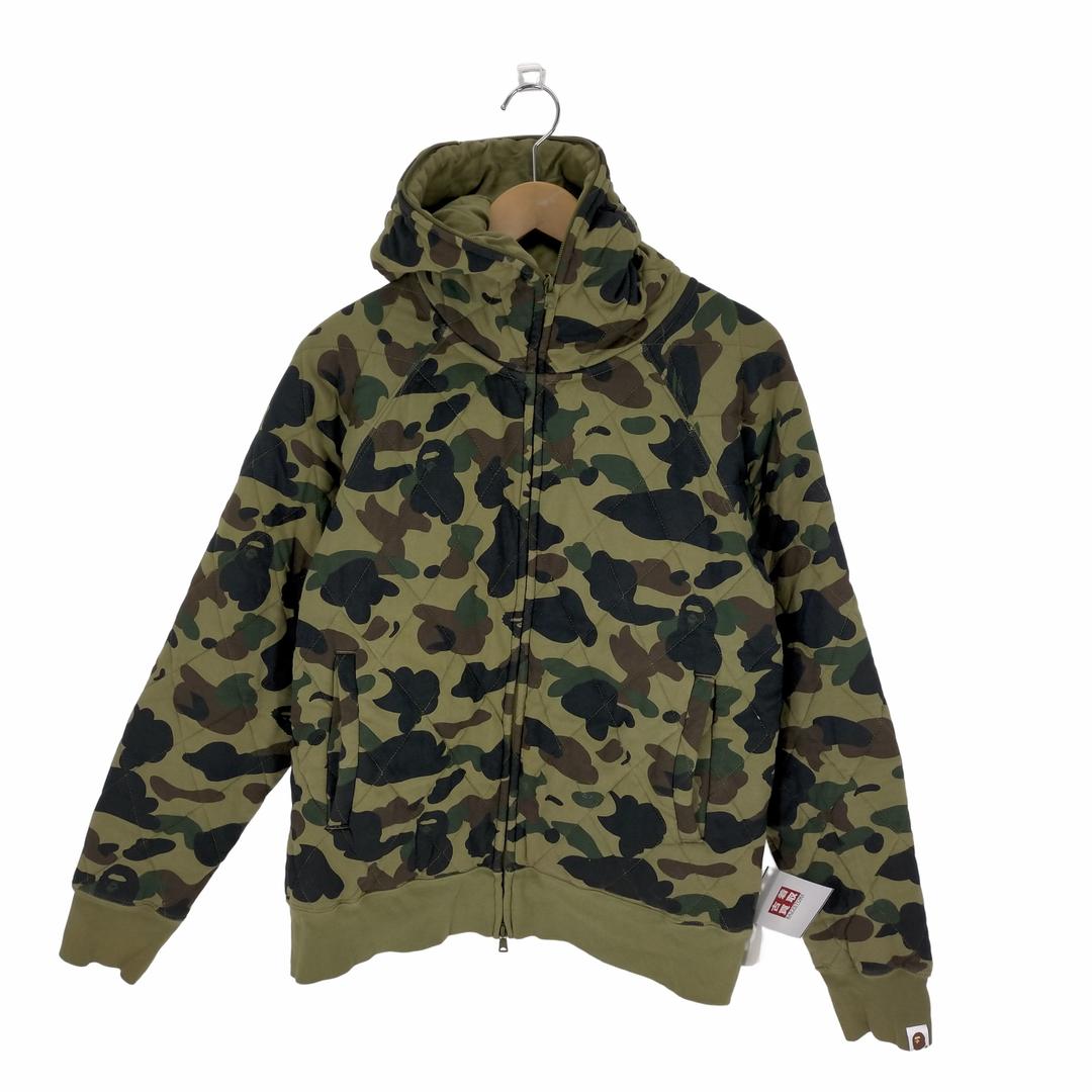 アベイシングエイプ A BATHING APE カモ柄 キルティングジップアップパーカー メンズ  M