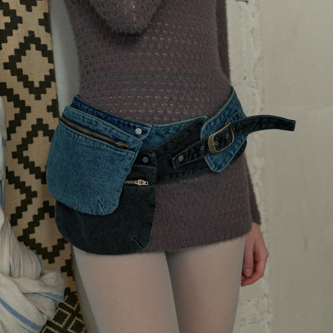 (2차 리오더)DENIM POCKET BELT - BLACK