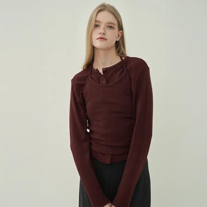 소프트 홀터 가디건세트-Burgundy