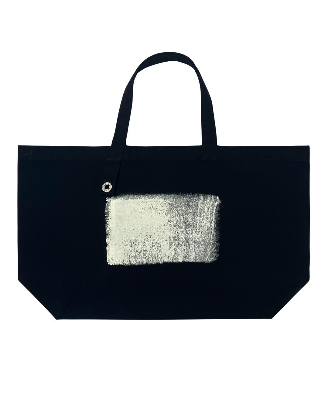 PAINTED CANVAS TOTE BAG BLACK