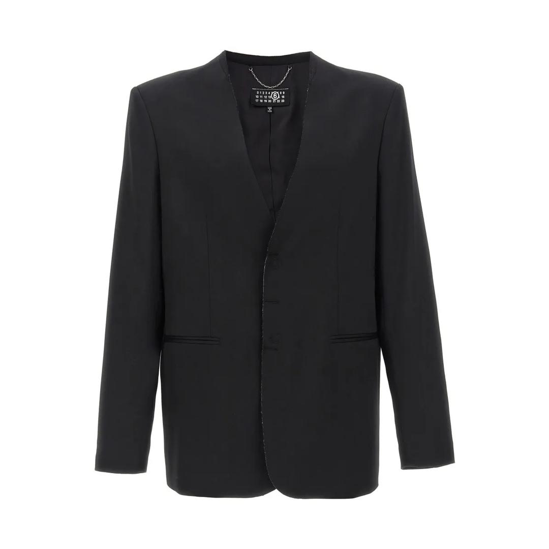 싱글 브레스트 울 블렌드 블레이저