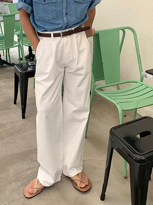 401 원턱 코튼 와이드 팬츠