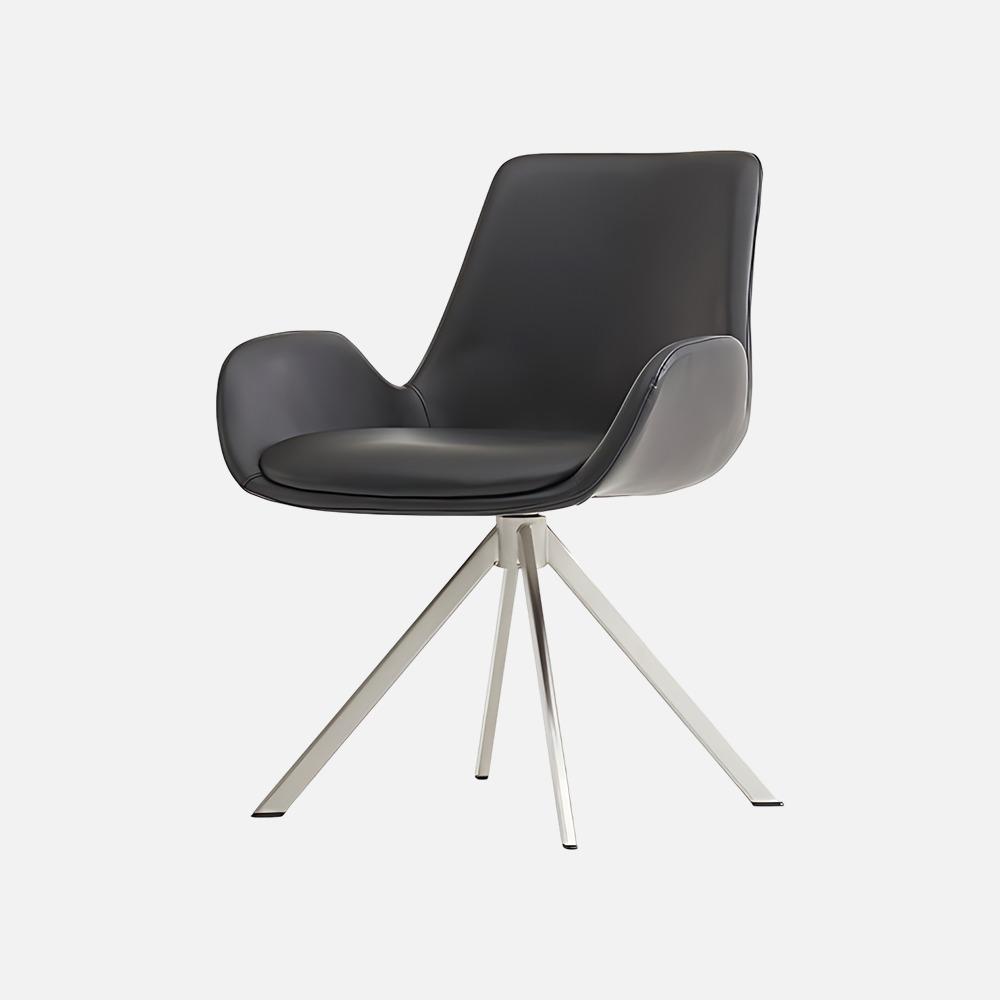 쎄이 실버스틸 PU 회전 암체어 - 블랙