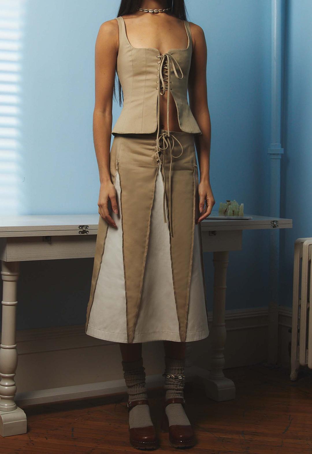 Triangle Trumpet Skirt Khaki Stone - XS - Pre Order