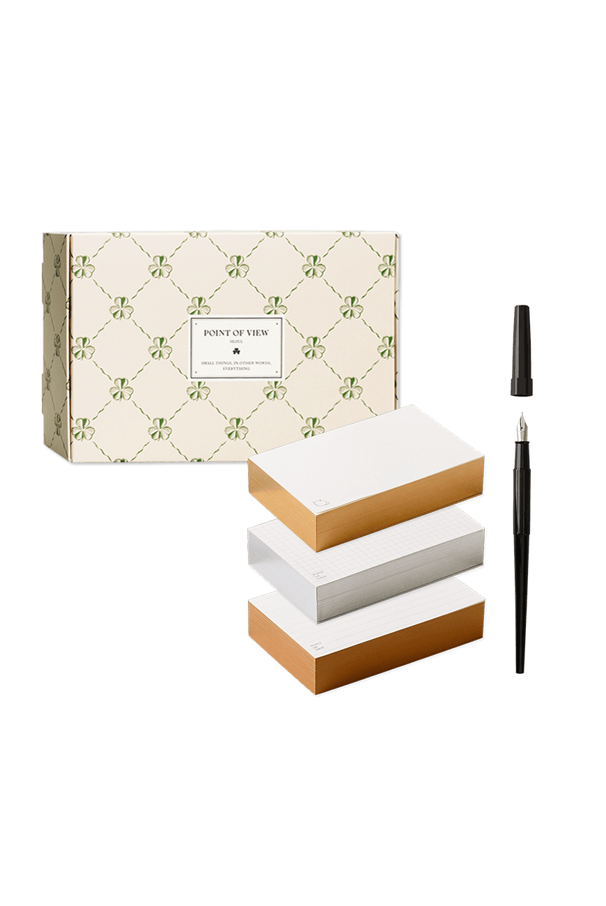 엣지 메모 블록 & 데스크 만년필 기프트 세트  Edged Memo Block & Desk Fountain Pen