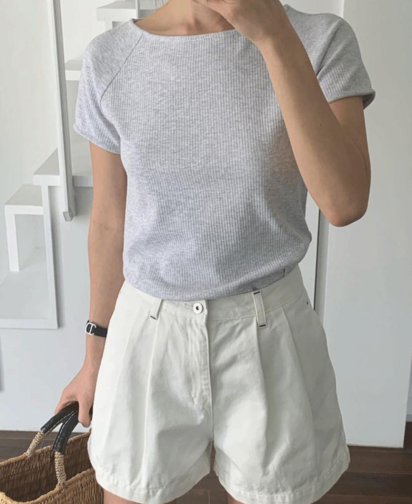 (sale) BR 엘르 보트넥 골지 반팔 티셔츠 3color