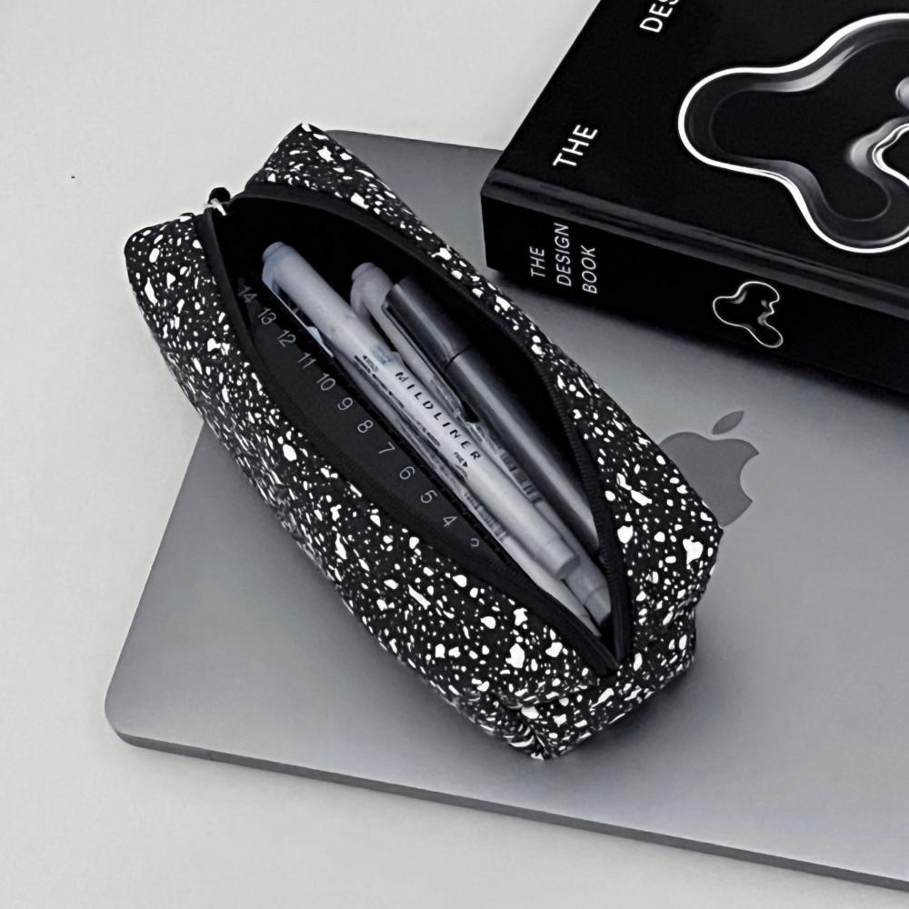 아르장 네모 필통 - 스팟블랙 / 펜슬케이스 펜파우치 학생 선물 / Argent square pencil case - spot black