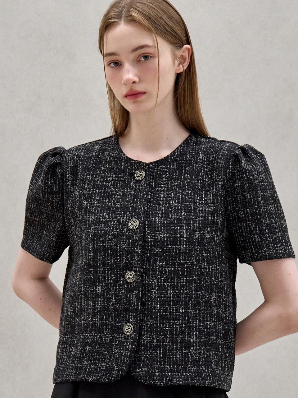 퍼프트위드자켓 검정 AD281