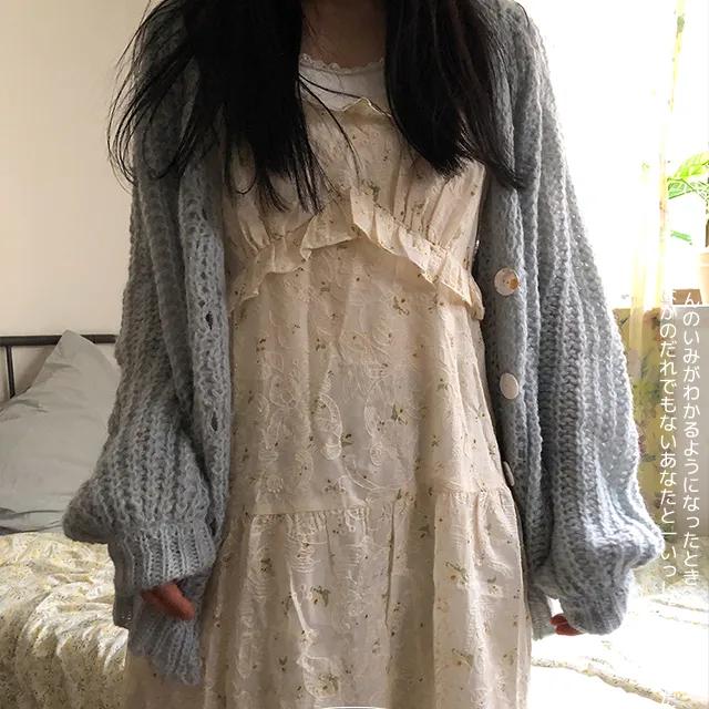 loose button knit cardigan 4 color