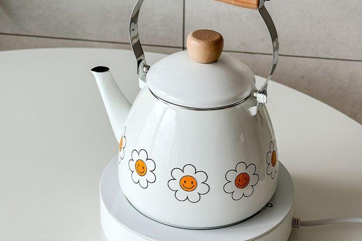 플라워 법랑 주전자