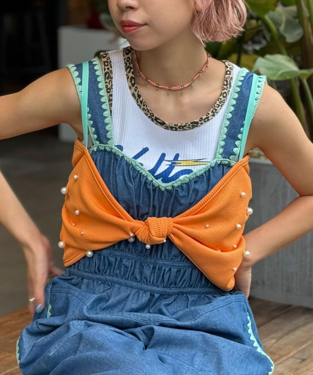 【HELLO.SANFRANCISCO/ハローサンフランシスコ】パール付リボンブラキャミ