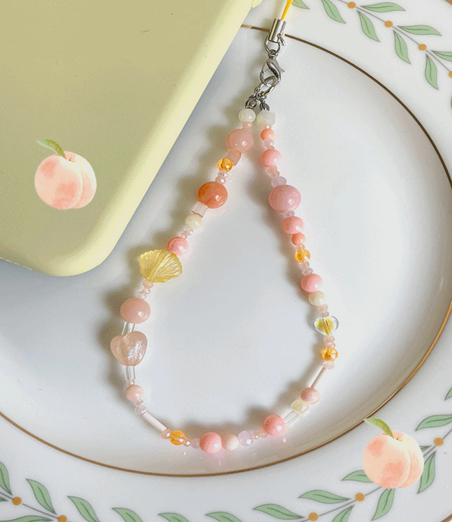 🍑 자체제작 🍑 상큼 청순 복숭아 살구 키링 핸드폰스트랩 핸드폰고리 핸드폰줄 에어팟 가방고리 다이어리 파우치 콜북 친구선물 여름코디 코랄 핑크 공주 다꾸 폰꾸  열쇠고리 키치