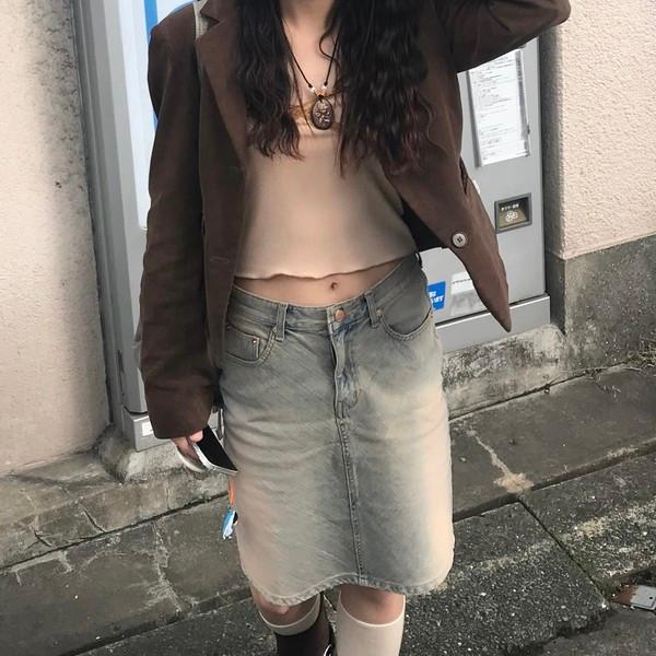 그릭 데님 베이직 스커트 ( greek denim basic skirt )