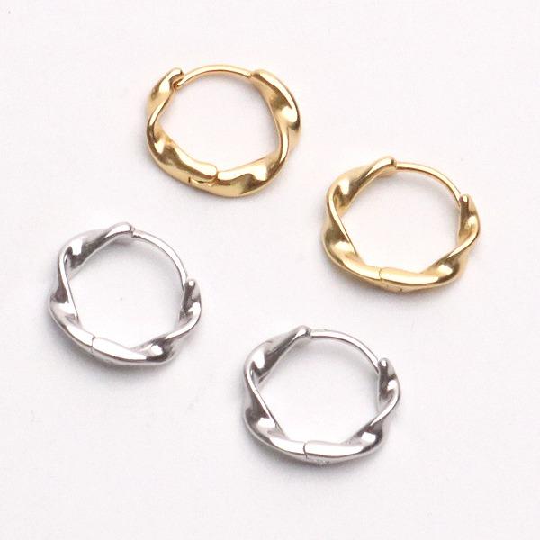 P1153w 순은S925 실버 꽈배기 링피어싱 귀걸이 한쌍