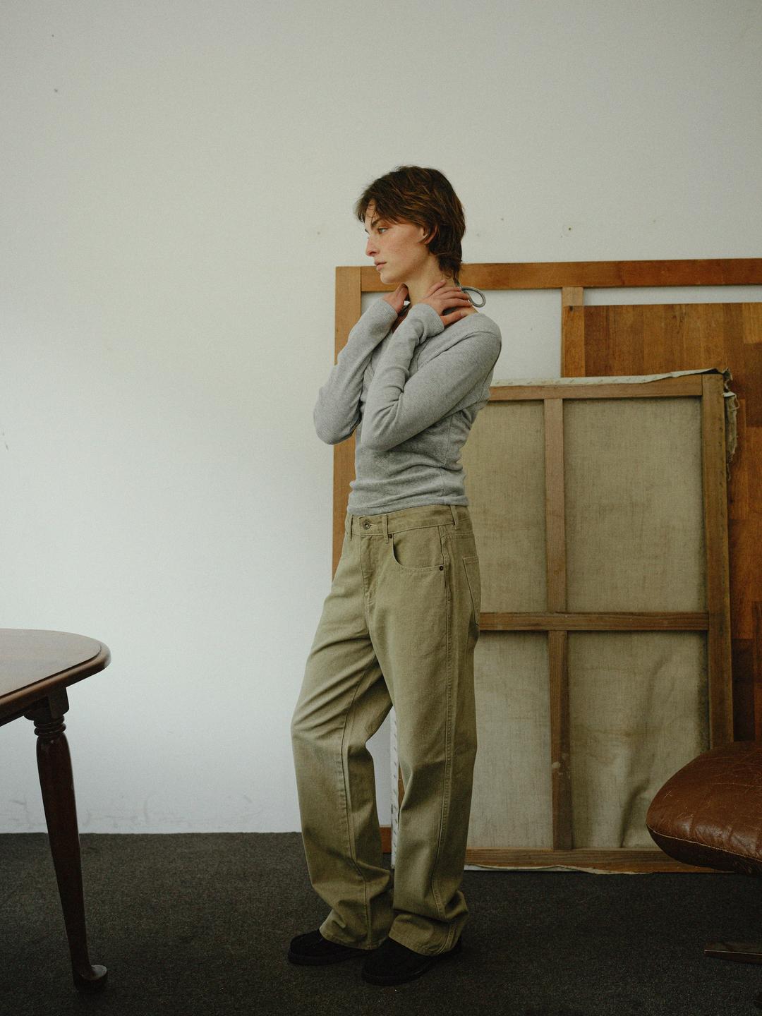 Brush Fade Cotton Pants (camel beige)