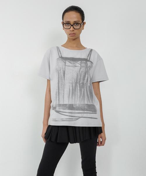 BELT LAYER PRINTED T-SHIRT LIGHT GRAY
